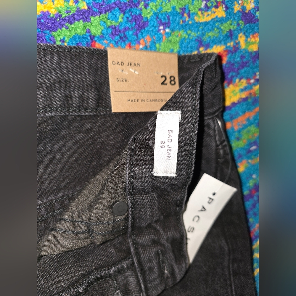 NWT PacSun Dad Jeans size 28 black button fly high rise straight relaxed fit. - Picture 4 of 10